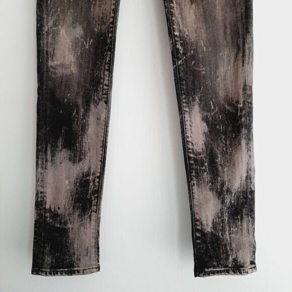 COH | Avedon Low-Rise Skinny Leg Jeans Acid Tie-Dye Distressed Gray Black Sz 24 - Picture 3 of 11